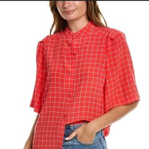 NWOT Equipment shirt top blouse  XL Red Hibiscus Sun Kiss Silk Button Down $250